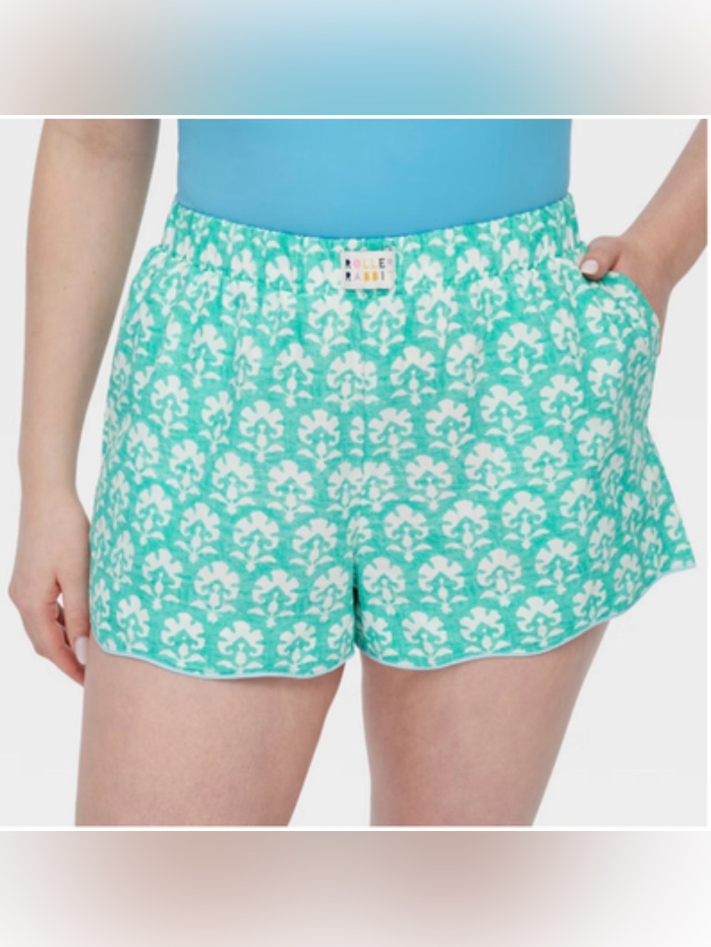 NWT roller rabbit x target green stamped floral poplin boxer shorts size large